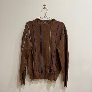 Noah NYC Brown Multi-Stripe Wool Crewneck